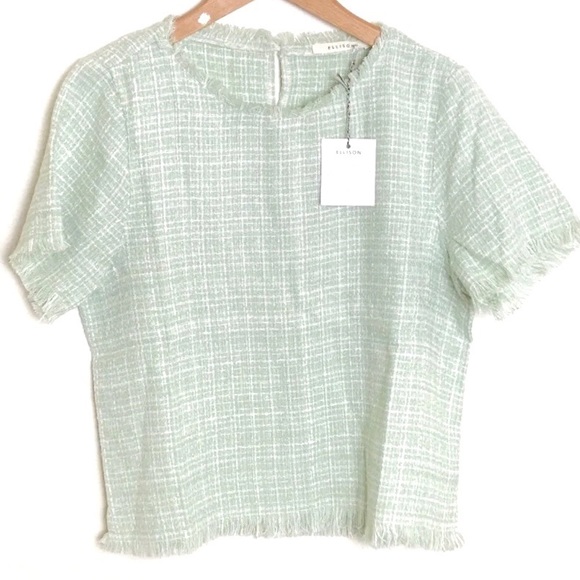 Ellison Tops - Ellison Tweed Top M Raw Hem
